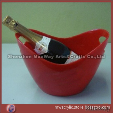 Red oval PMMA mini ice bucket/pail